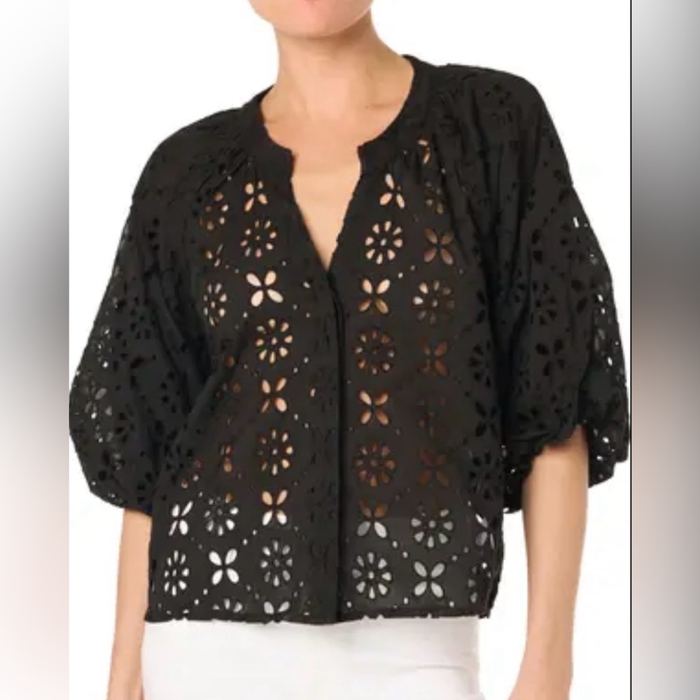 Joe's Jeans Black Eyelet Blouse